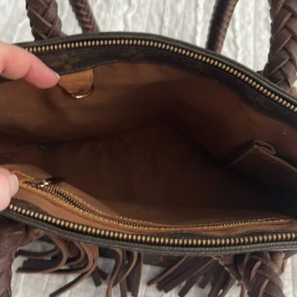 Louis Vuitton Revamped Upcycle Western Boho Tote Atlas Authentic Fringe - Picture 4 of 8